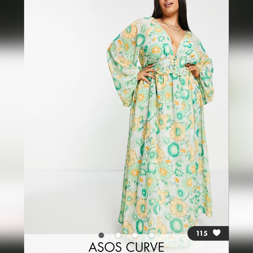 ASOS Curve Orange and Green Maxi Dress